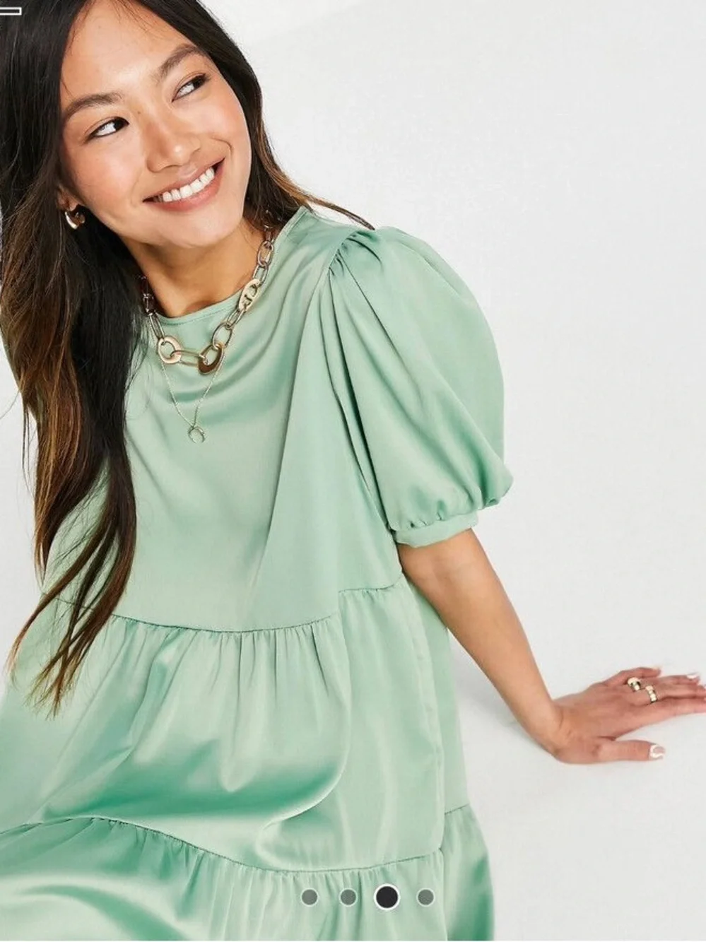 Heartbreak Sage Green Tiered Dress with Puff Sleeves